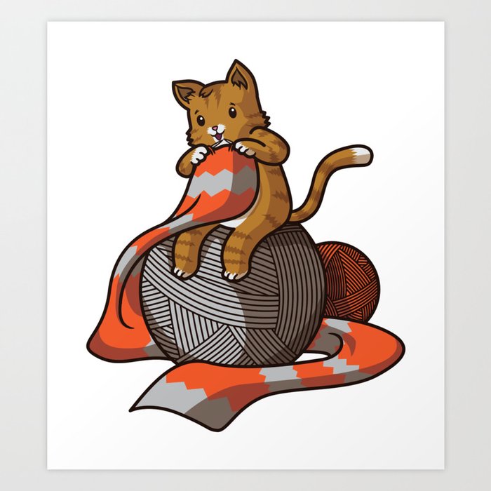 Knitting Kitten Cat Lover Kittens Purr Art Print By Anziehend