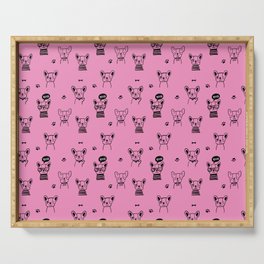 Pink and Black Hand Drawn Dog Puppy Pattern Serving Tray