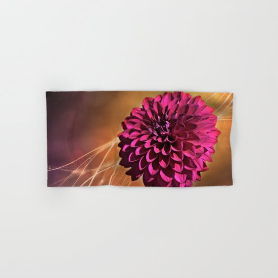 Red dahlia light effect Hand & Bath Towel