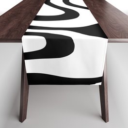 Warped Swirl Marble Pattern (white/black) Table Runner