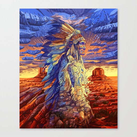 native american colorful portrait Canvas Print