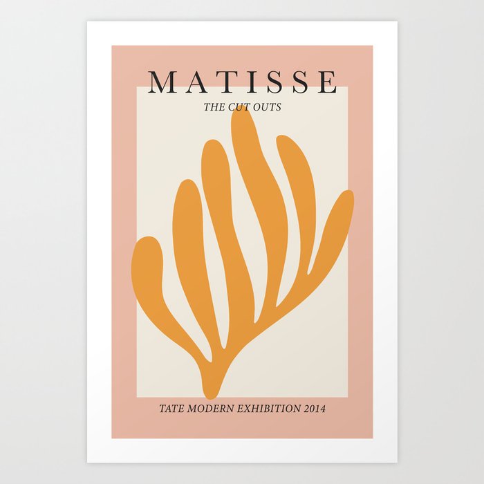 Matisse cut outs exhibition poster - Yellow leaf on pink Art Print