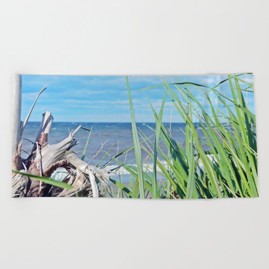 Through Grass and Driftwood Beach Towel