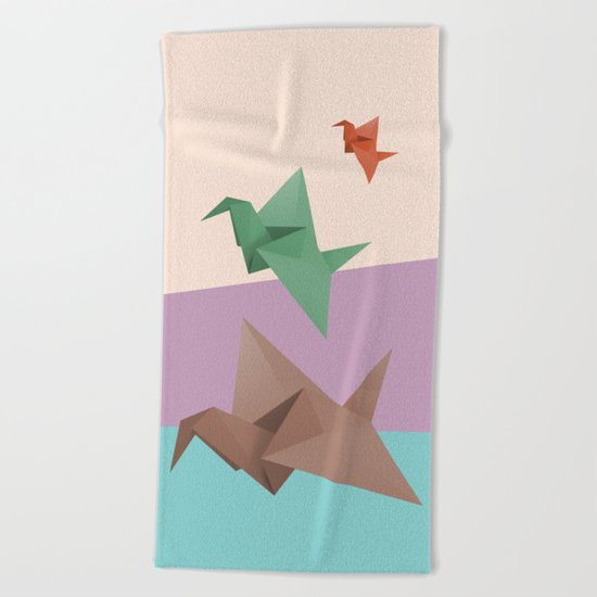 PAPER CRANES (Origami abstract birds animals nature) Beach Towel