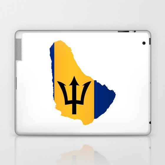 Barbados Islands In Silhouette With Flag Laptop & iPad Skin