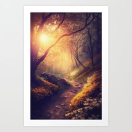 Sunrise in the forest Art Print