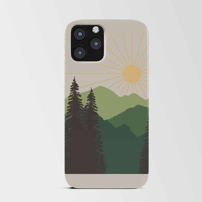 Sunny Mountain Morning in evergreen iPhone Card Case