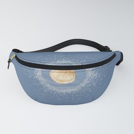 Watercolor Seashell and Sand on Slate Blue Fanny Pack