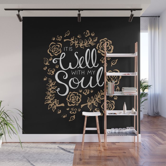 It is Well Floral Script Wall Mural