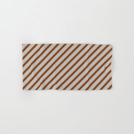 [ Thumbnail: Grey and Brown Colored Stripes/Lines Pattern Hand & Bath Towel ]