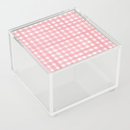 Light Pink Watercolour Farmhouse Style Gingham Check Acrylic Box