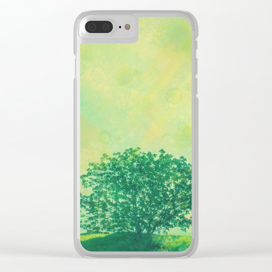 Green Lone Tree, Summer Sunlight Clear iPhone Case