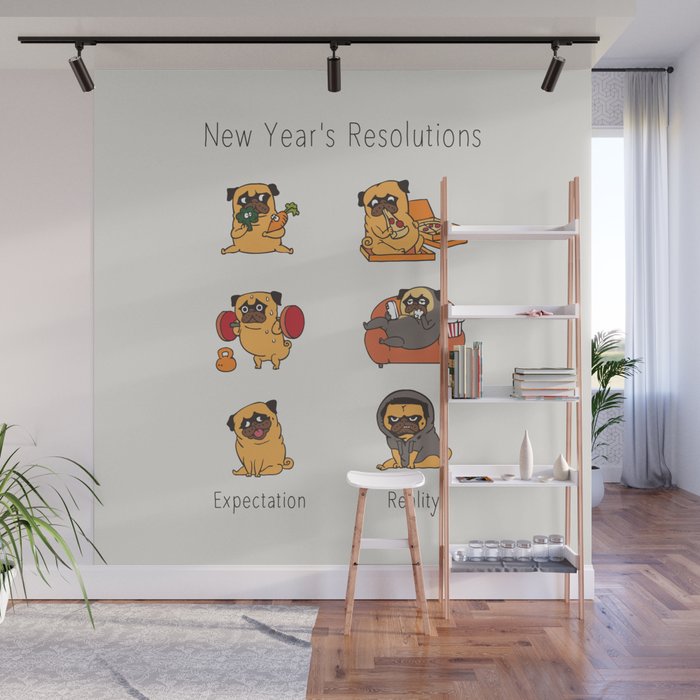 New Years Resolutions with The Pug Wall Mural