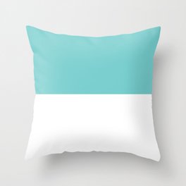 Turquoise Green And White Split in Horizontal Halves Throw Pillow