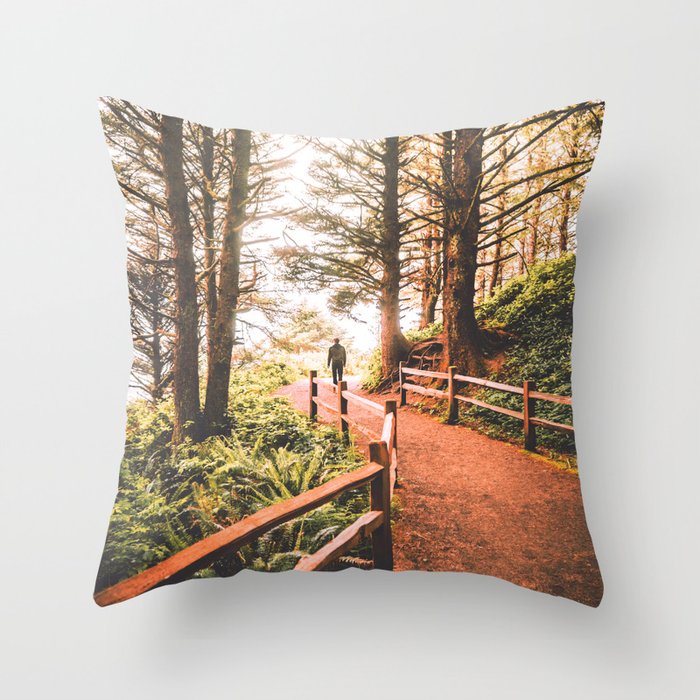 Man in the Forest | PNW Travel Photo Throw Pillow