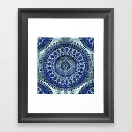 Vintage Blue Wash Mandala Framed Art Print