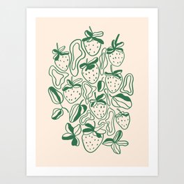 Green strawberries Art Print