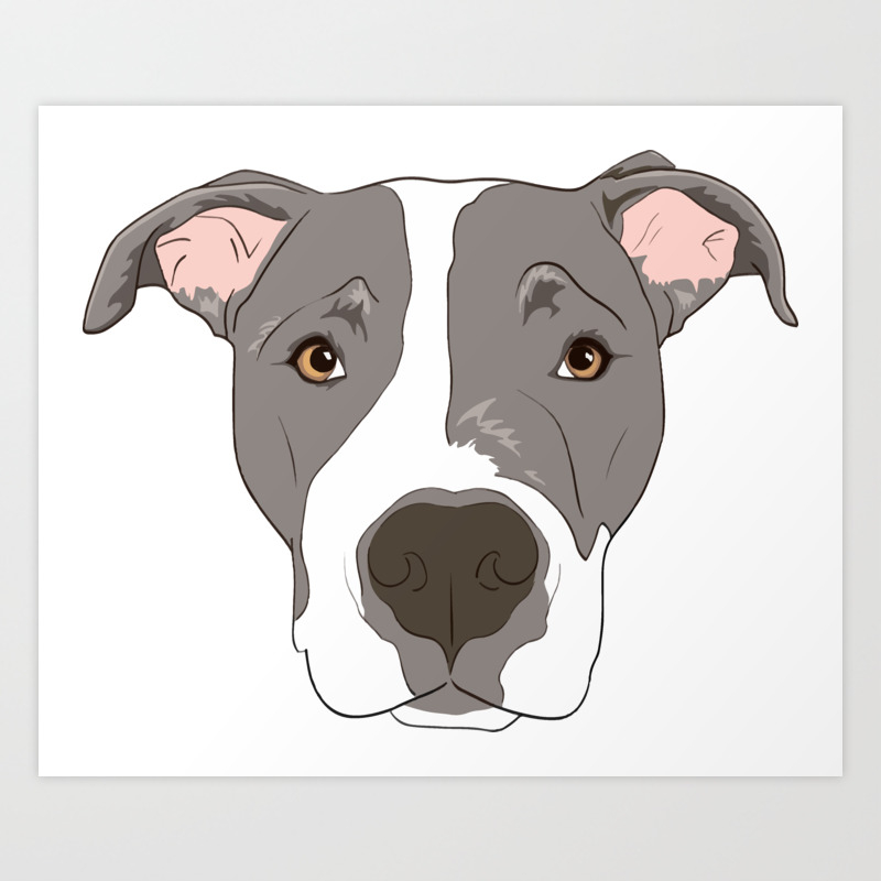 pitbull portrait art print by artofjessie