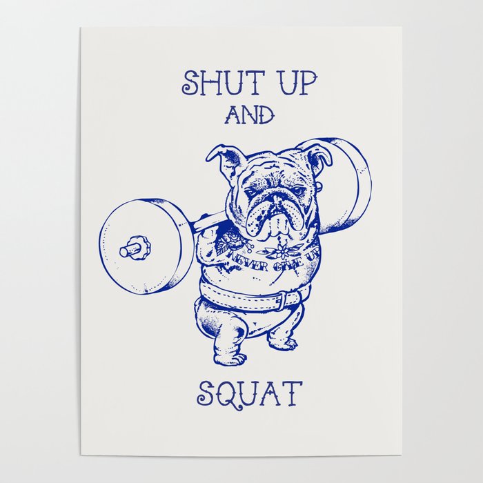 English Bulldog Squat Poster