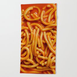 Spaghetti Pasta Noodles In Red Tomato Sauce Photograph Pattern Beach Towel