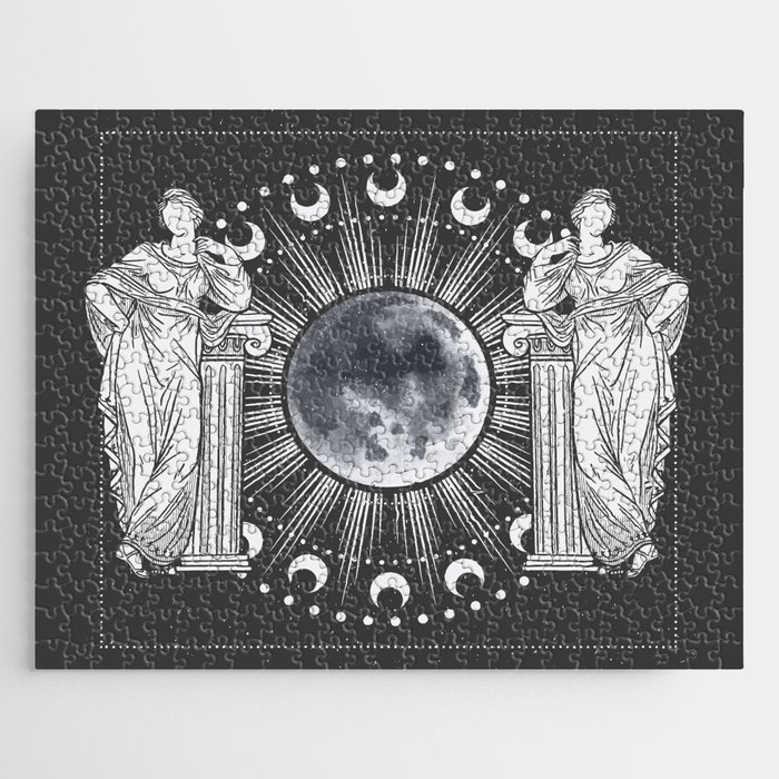 Greek statues cycle of the moon , vector art, tarot cards Jigsaw Puzzle
