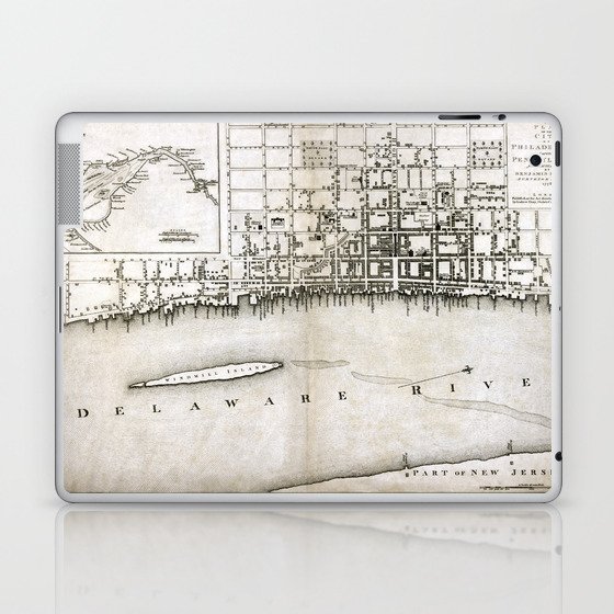 plan of the city of Philadelphia - 1776  vintage pictorial map Laptop & iPad Skin