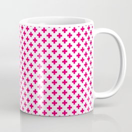 Small Hot Neon Pink Crosses on White Coffee Mug