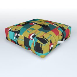 Retro Christmas Cats in Red Outdoor Floor Cushion | Red, Teal, Redsnowflakes, Retro, Chartreuse, Christmascats, Holidaycats, Modchristmas, Retroholiday, Retrochristmas 