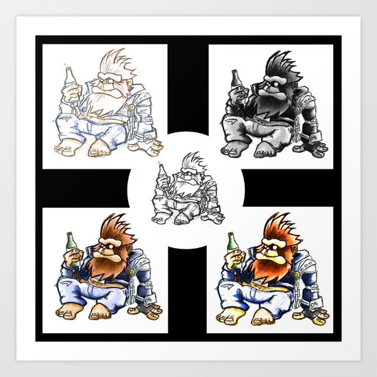 Drunk Biker Monkey Art Print