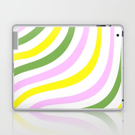 Pink Yellow and Green Pastel Stripes Laptop & iPad Skin
