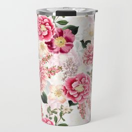 Vintage & Shabby Chic - Pink Chinoserie Flower Pattern Travel Mug