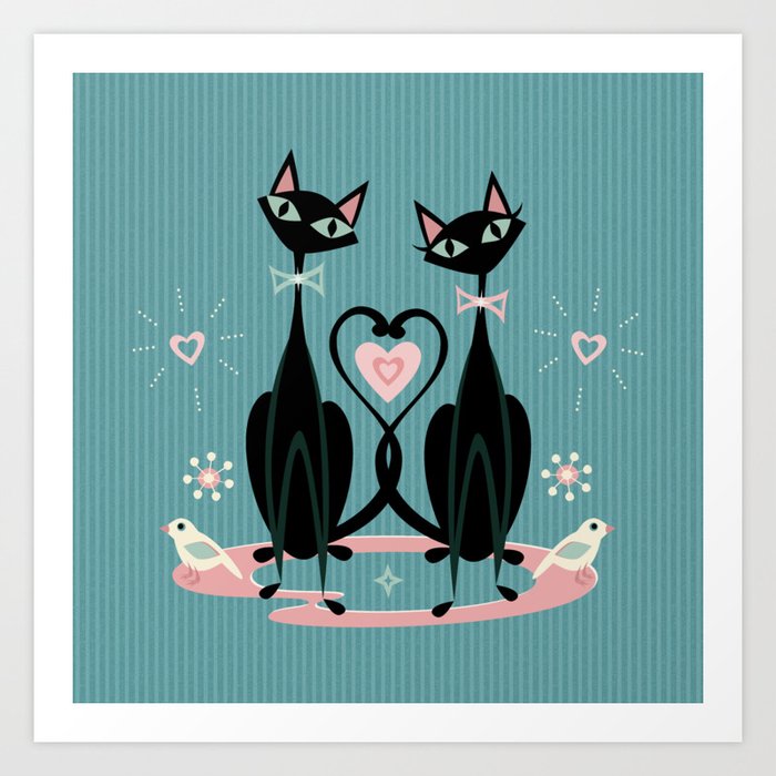 Vintage Kitty Love ©studioxtine Art Print
