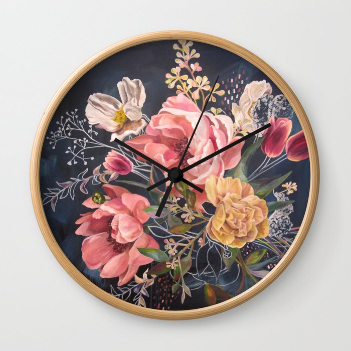 Peony bouquet Wall Clock