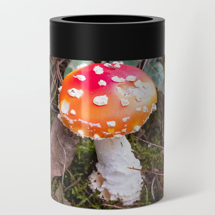 Cute small red and white mushroom Can Cooler