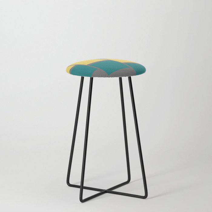 Slanting square boxes | yellow and green Counter Stool