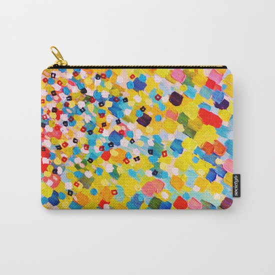 SWEPT AWAY 2 - Vibrant Colorful Rainbow Mango Yellow Waves Mermaid Splash Abstract Acrylic Painting Carry-All Pouch