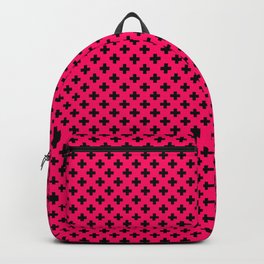 Small Black Crosses on Hot Neon Pink Backpack | Neonpinkcross, Small, Graphicdesign, Black, Blackonhotpinl, Neonpink, Blackonneonpink, Pinkandblack, Plussign, Equalsidedcross 