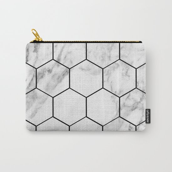 Marble hexagonal tiles - geometric beehive Carry-All Pouch