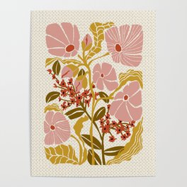 Klimt flowers  soft rose Poster