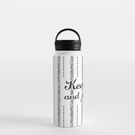 Keep Calm and Jingle On, Silver Glitter and Black - Christmas Gift Ideas for The Holiday Season Water Bottle