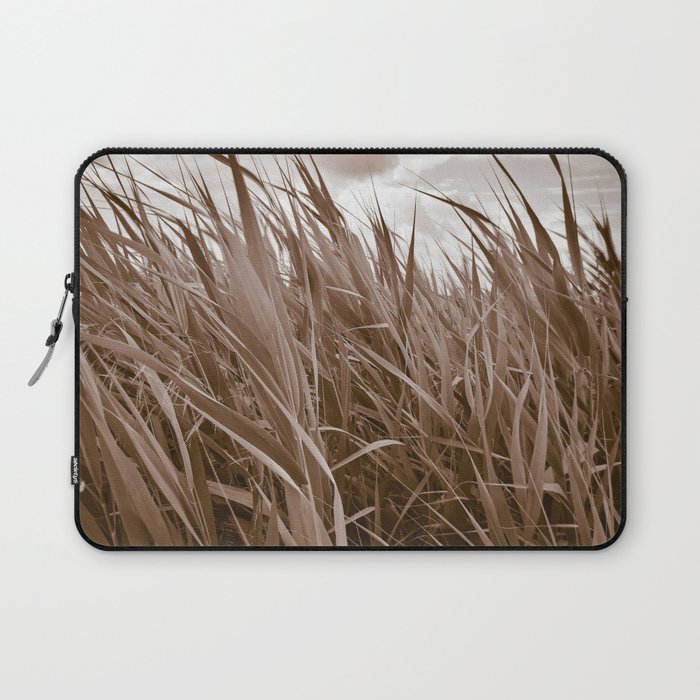 Sepia monochrome cattail field Laptop Sleeve