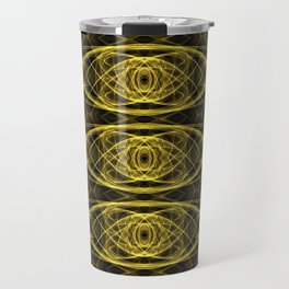 Liquid Light Series 6 ~ Yellow Abstract Fractal Pattern Travel Mug