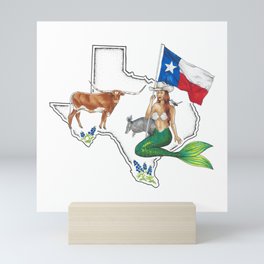 Texas Mermaid Mini Art Print