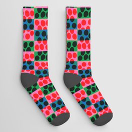 Mini Modern Abstract Polka Dots Hot Pink Socks