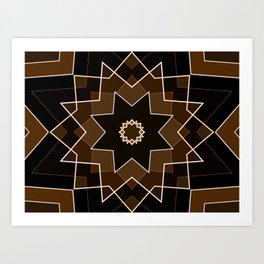 Brown Shades Quilt Star Pattern Art Print