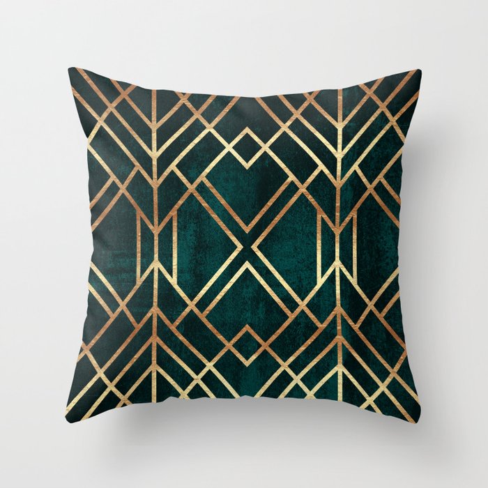 Dark Teal Geo Throw Pillow by Elisabeth Fredriksson Society6