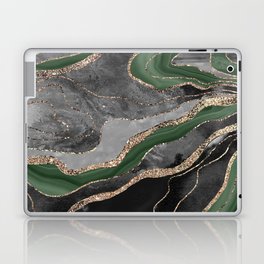 Green Black Marble Agate Gold Glitter Glam #1 (Faux Glitter) #decor #art #society6 Laptop Skin
