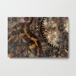 Gearing Up - Steampunk Gears Metal Print | Victorianera, Steampunk, Metal, Machinery, Cogs, Gold, Watches, Toothedwheels, Graphicdesign, Parts 