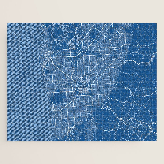 Adelaide City Map of Australia Blueprint Jigsaw Puzzle by deMAP Studio Society6