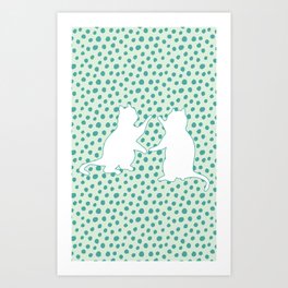 Cats and Polka Dots Art Print
